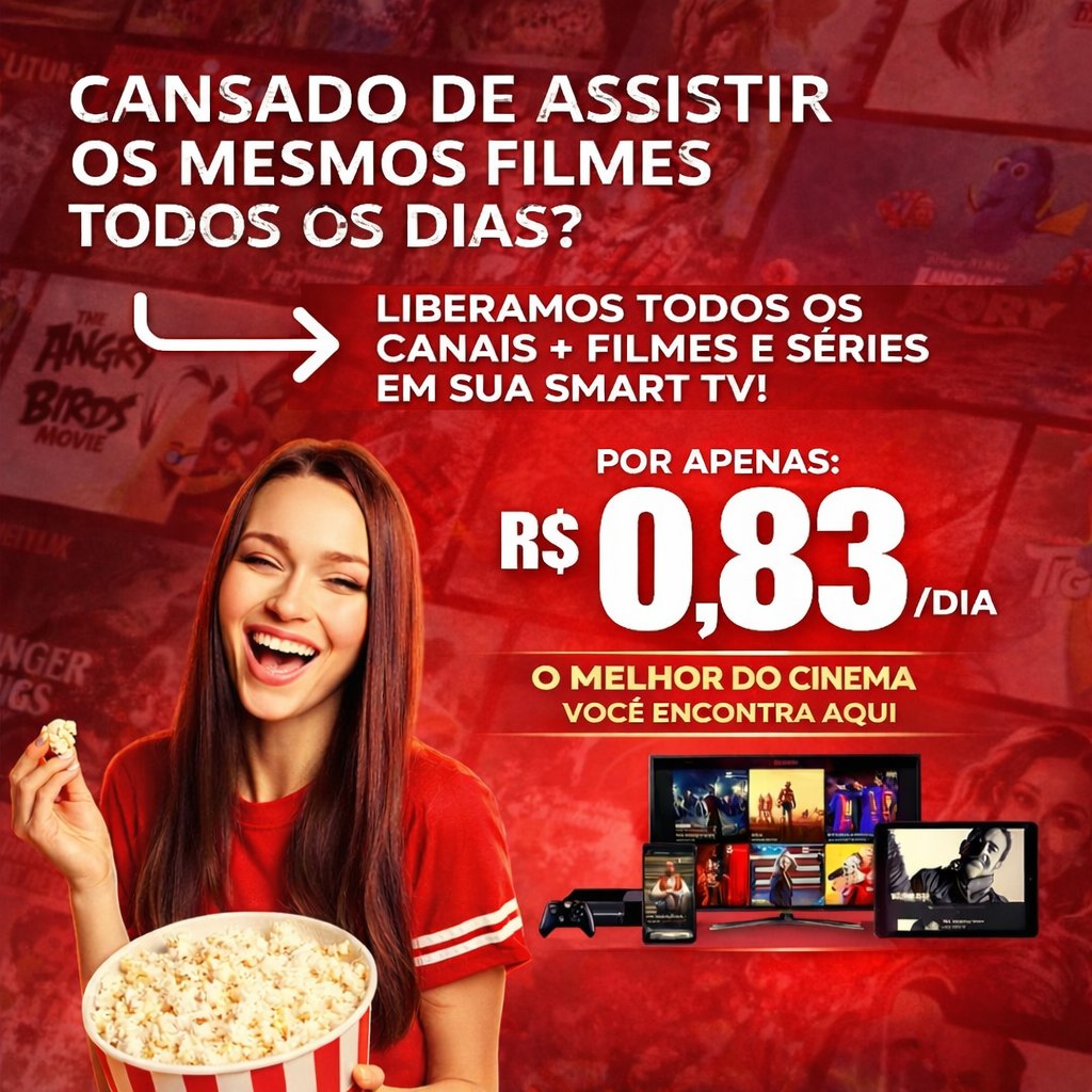 Aparelho IPTV SenaCine conectado à Smart TV